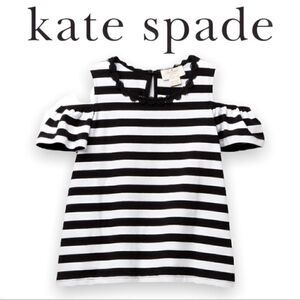 Kate Spade Girls Black & White Striped Cold Shoulder Tee. EUC! Size 3-6 months.